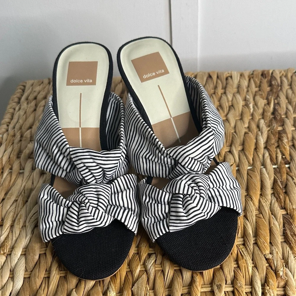 Dolce Vita Black and White Striped Sandals